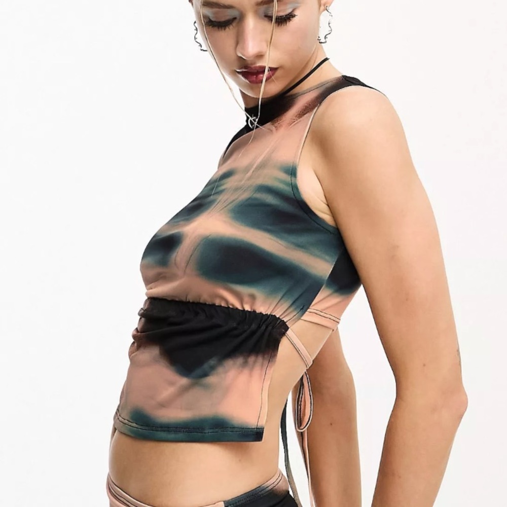 tank top with open back in digi tie dye in multi